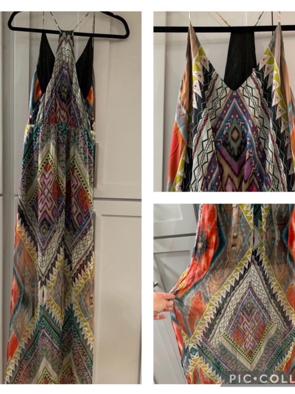 Lavender Brown Multicolor Geometric Print Maxi Dress